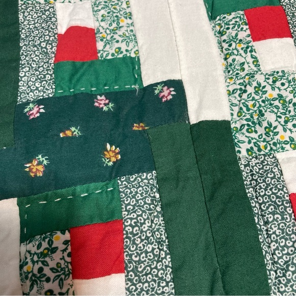 Quilted Table Runner Holiday Red Green Patch Quilt 75" L x 14" W - Picture 3 of 11